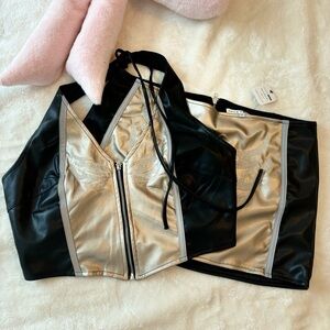 Fashion Nova Black and Gold Mini Skirt